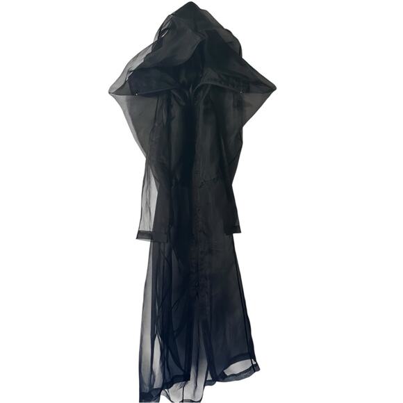 PEACHOO + KREJBERG Silk Transparent Coat in Black size M with Hood RTW SS13 - Picture 16 of 16